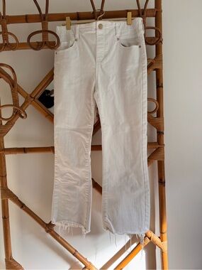 Liverpool White High-Rise Raw Hem Stretch Jeans